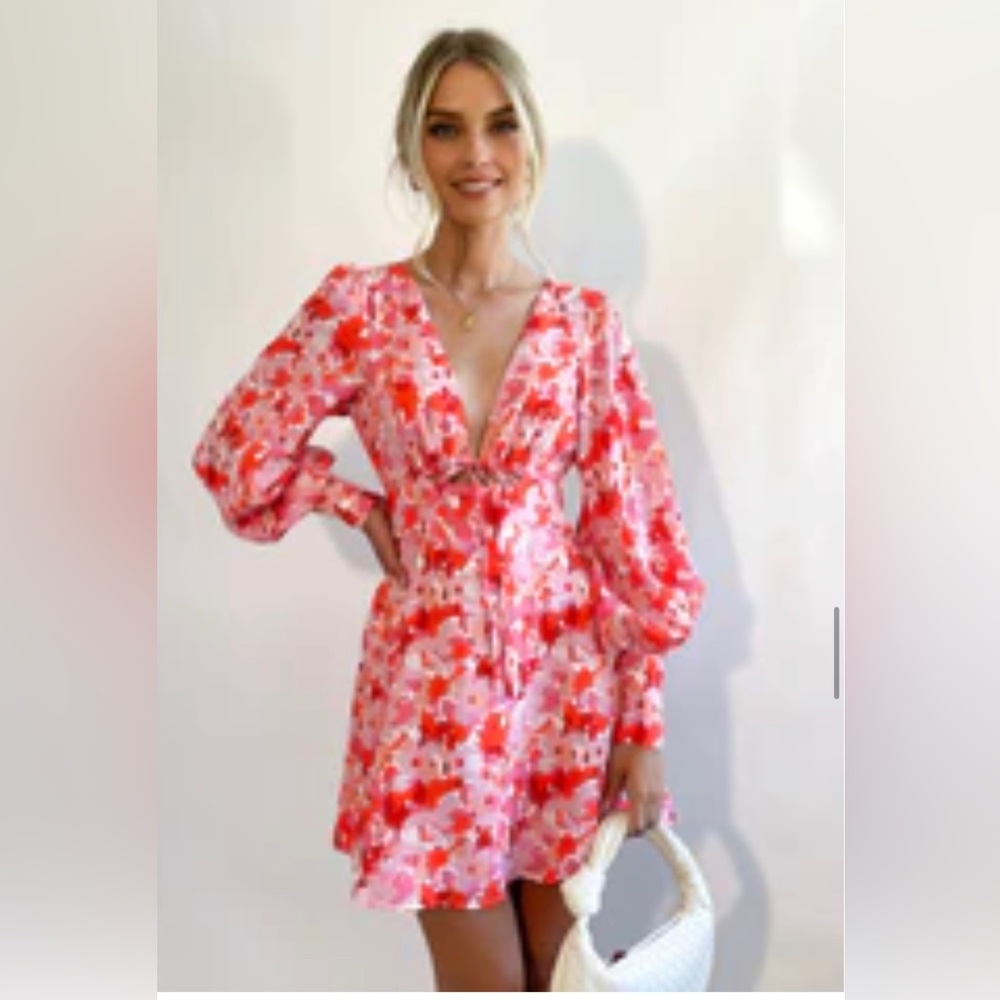 Pink short floral dress